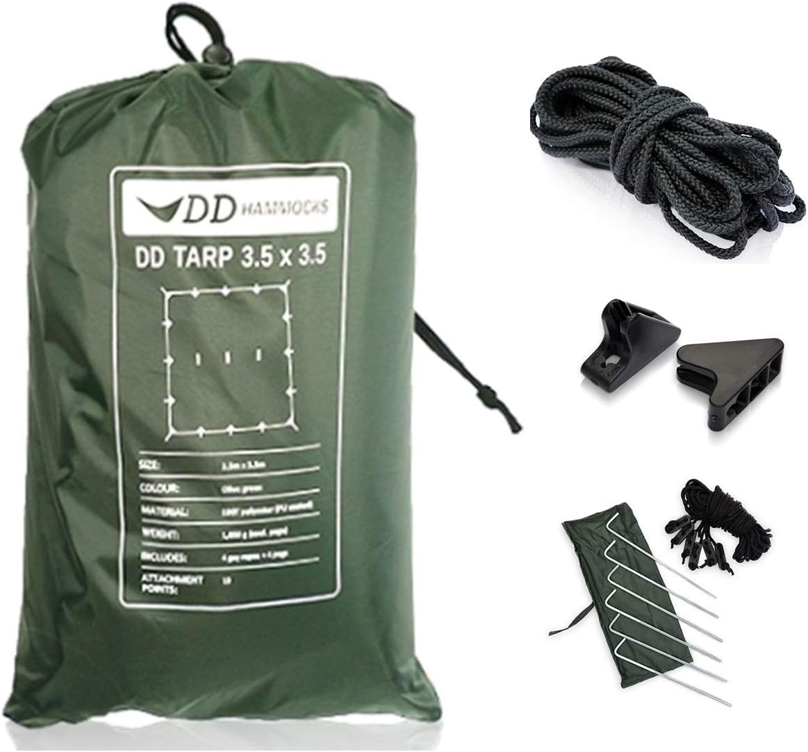 Amazon DD Hammocks タープ 正方形 3.5x3.5 Olive Green [並行輸入品] DD Hammocks タープ