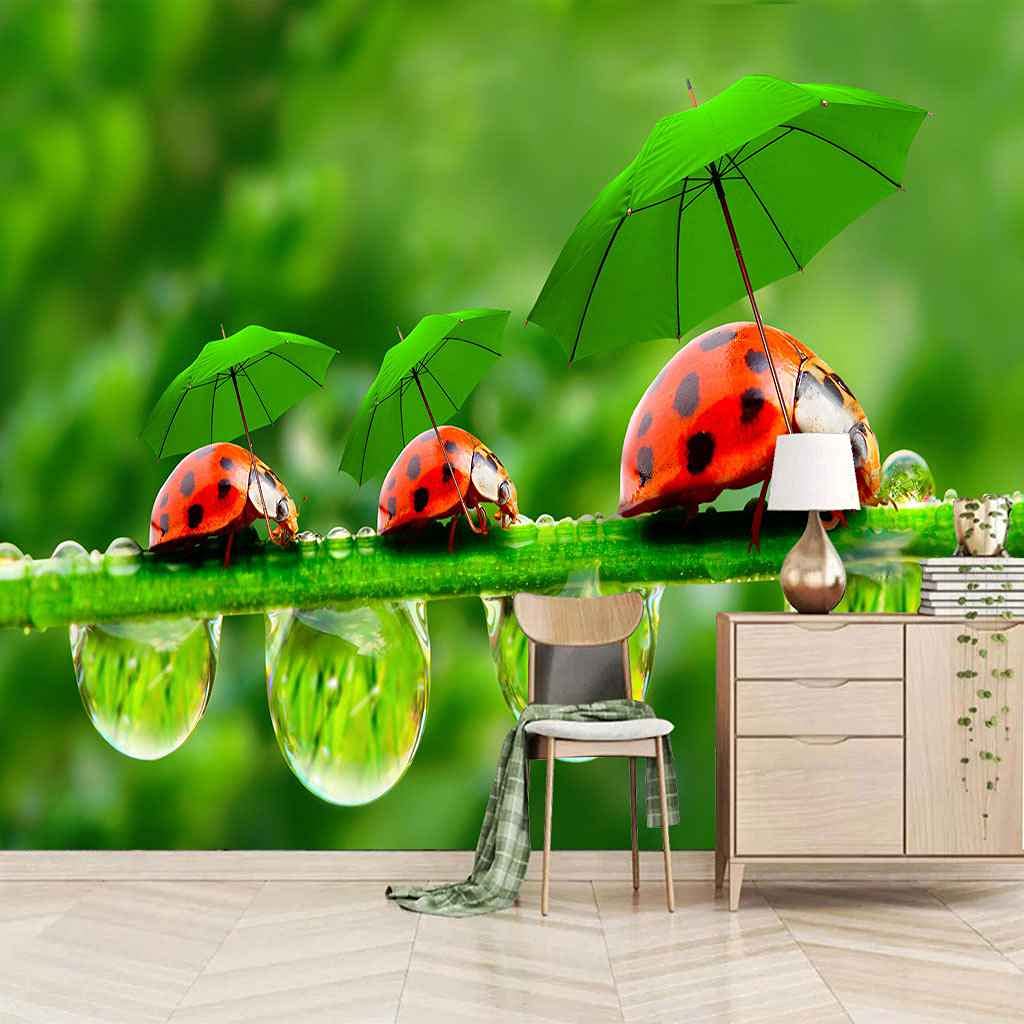 Papier peint animal rouge grand format poster mural personnalisé 3D canevas adhésif chambre fille