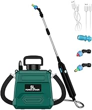 Pulvérisateur à Batterie, Pulvérisateur Electrique 5L avec 2 Types de Puses, Tige Télescopique, Bandoulière Réglable, pour Cour, Pelouse et Jardin (Vert)