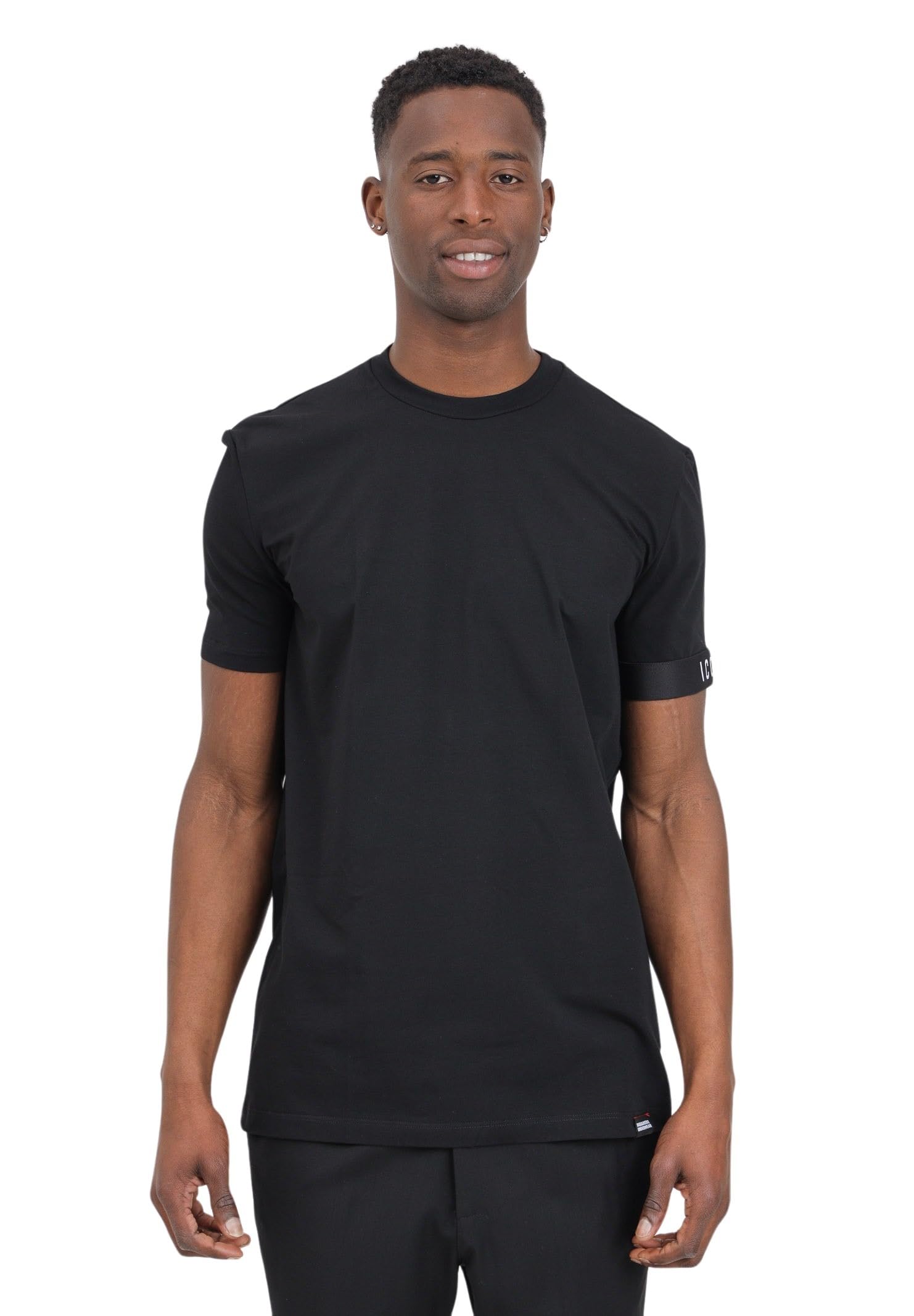 DSQUARED2 Camiseta negra para hombre con banda elástica en la manga