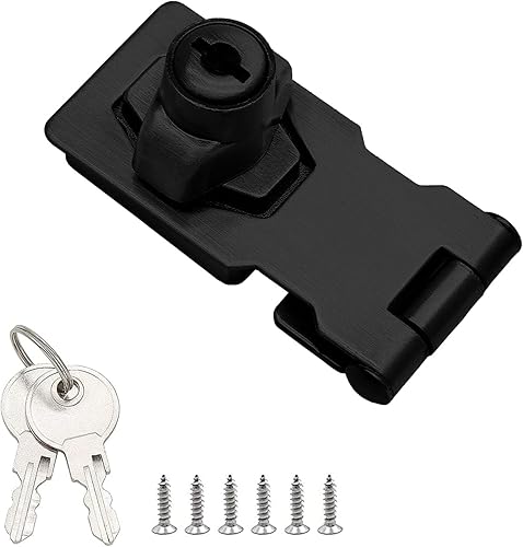 Cerraduras de cerrojo con llave de 2.5 pulgadas, perilla giratoria con llave para puertas pequeñas, armarios (negro)