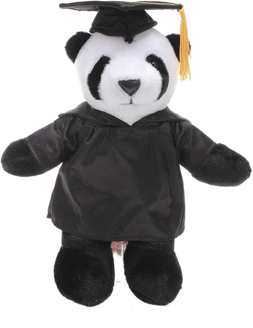 Plushland Panda Plush Stuffed Animal Toys Present Gifts for Graduation Day, Personalized Text, Name or Your School Logo on Gown, Best for Any Grad School Kids 12 Inches(Red Cap and Gown)