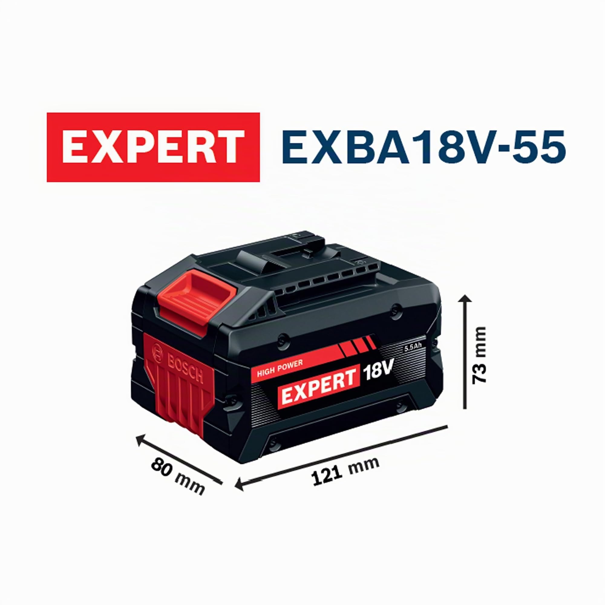 Set básico de alta potencia Bosch EXPERT 18V System: 2x EXBA 18V-55 + 1x cargador rápido GAL 12V/18V-18