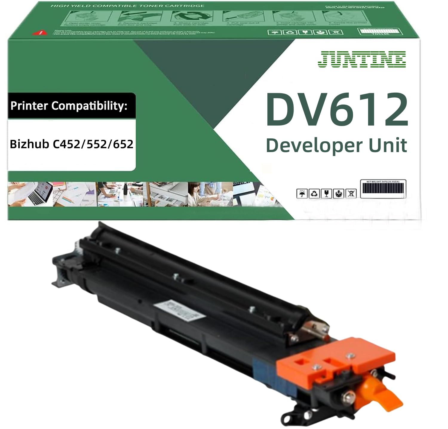 DV612 Developer Unit Replacement for DV612 Compatible with Bizhub C452 C552 C652 High Yield 20,0000 Pages, Includes Chip (Black-1Pack)