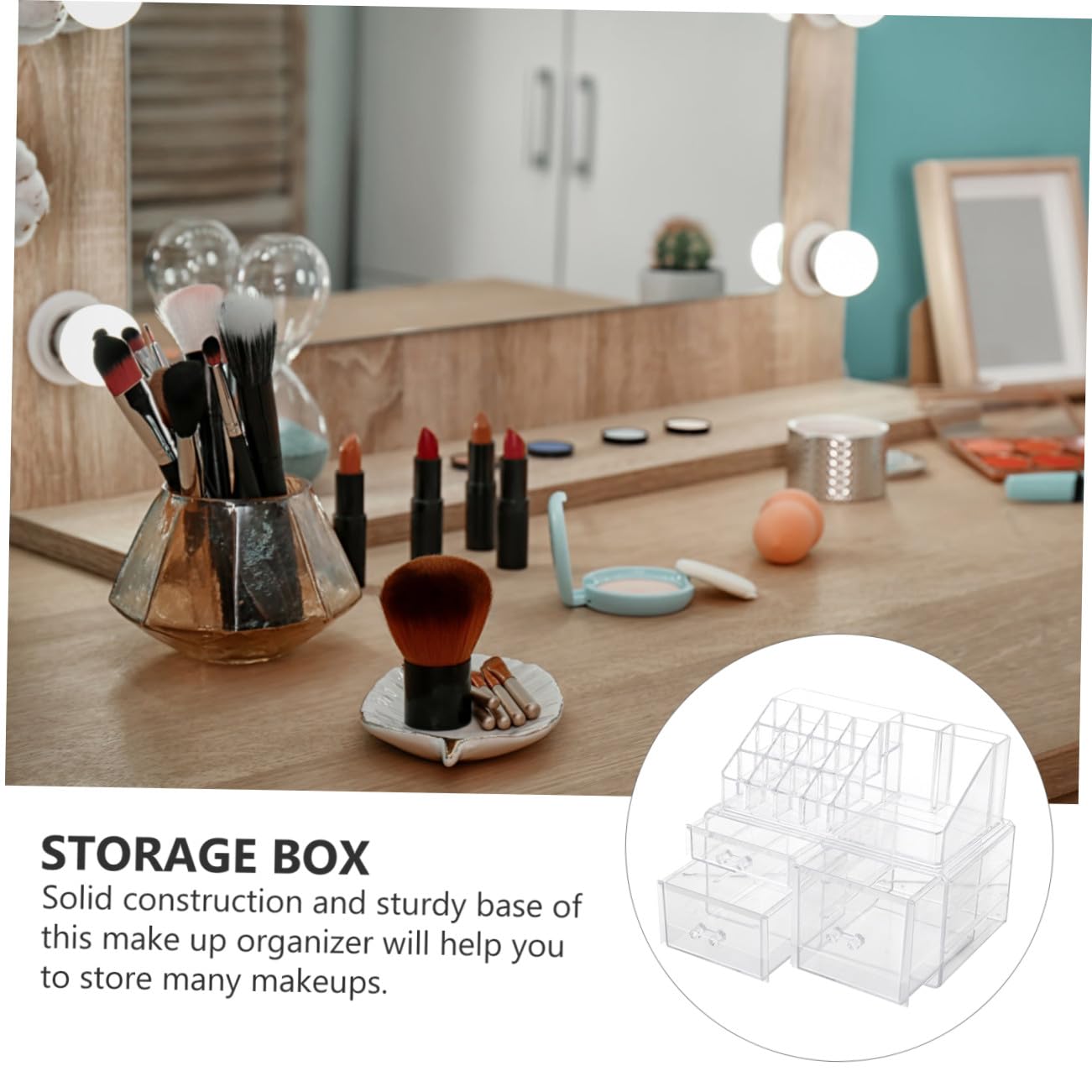 Scatola Portaoggetti da Scrivania Cassetto, Plastico Trasparente | Organizzatore per Toletta, Scomparti Multipli per Pendenti e Orologi, Uso Pratico e Conveniente