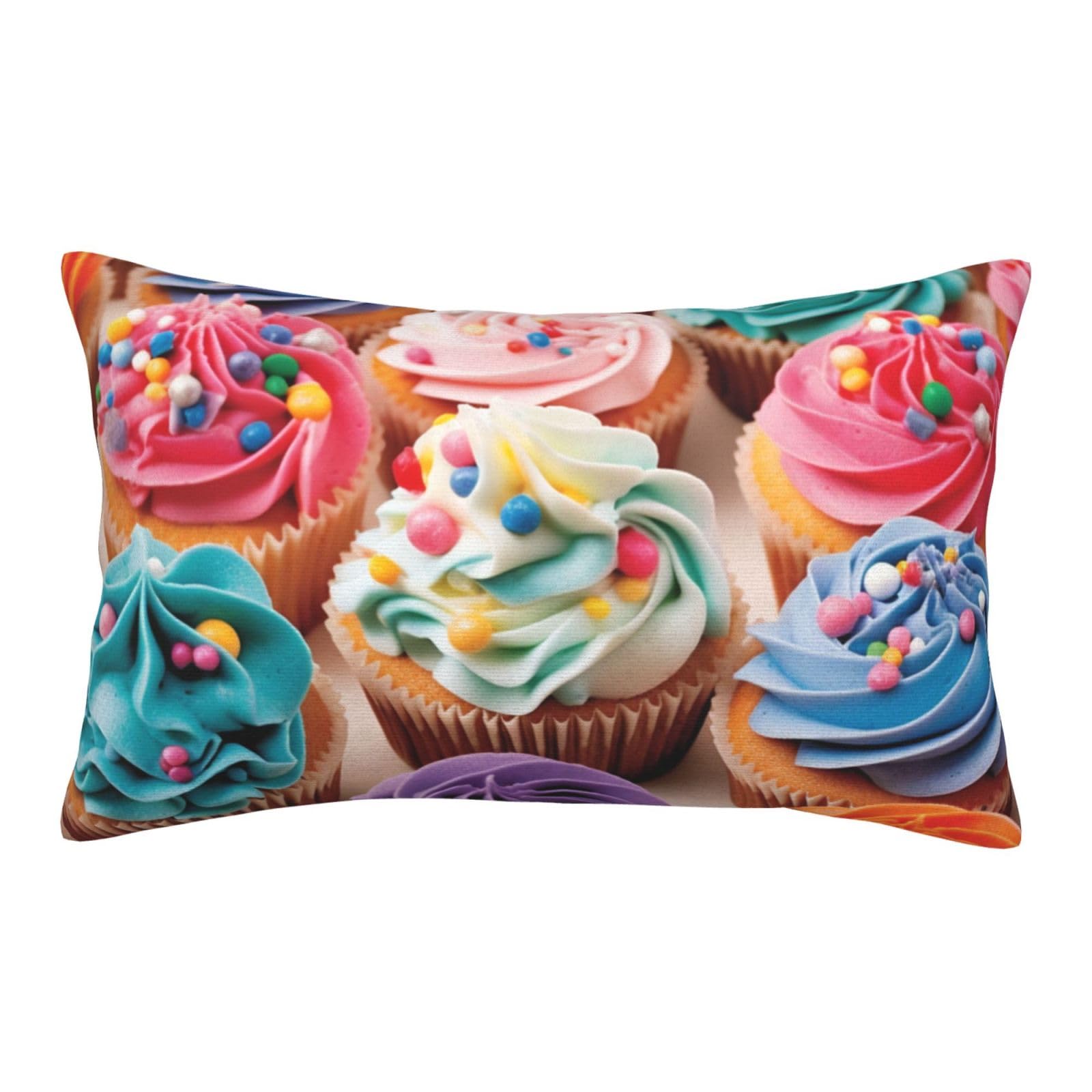 Velvet Pillowcases 20"x30" Ultra Soft Breathable Pillow Cases, Luxury Fuzzy Throw Pillow Covers with Zipper, Birthday Cupcakes Pillow Shams All Seasons Decorative Cushion Cases for Couch