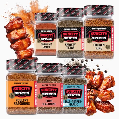 SunCity BBQ Rubs Best Of Geschenkset – 6x 250g Gewürzmischung für Pulled Pork, Ribs, Brisket &...