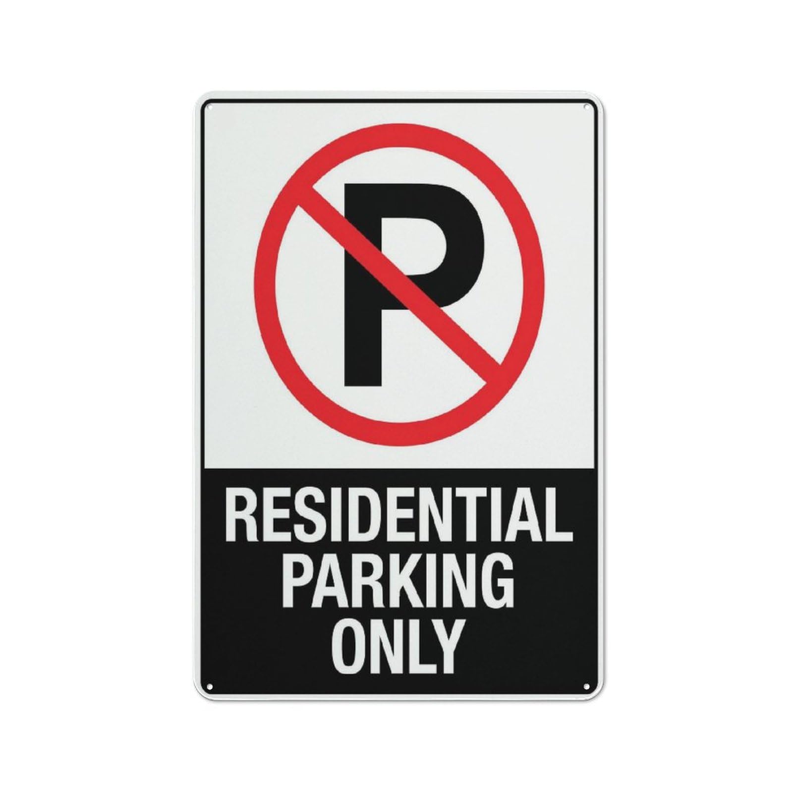 Xewazd A2088 Metal Sign No Parking Residential Parking Only Rust-Resistant 8"X12" Aluminum Sign - Clear Printing, Easy To Mount