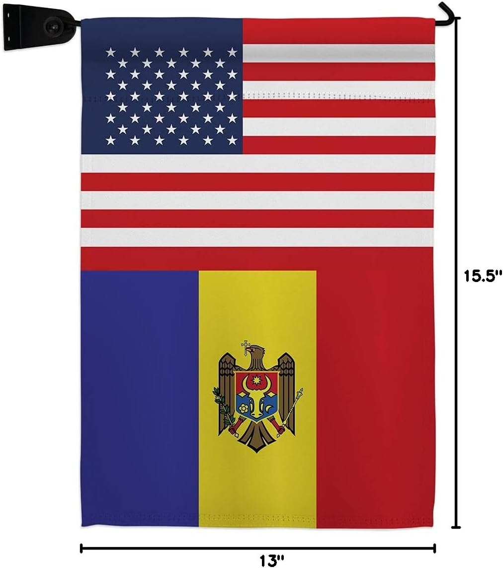 Moldova US Friendship Garden Flag Set Mailbox Hanger Regional USA American Alliance World Country Particular Area Small Decorative Gift Yard House Banner Double-Sided Made In 13 X 18.5