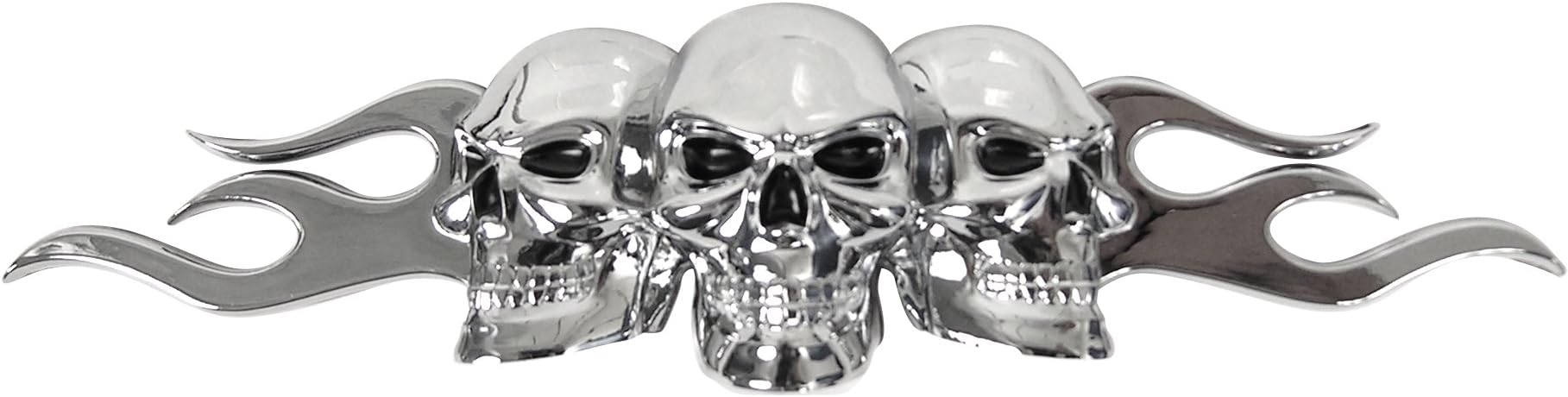 Custom Accessories 98076 Flaming Skull Emblem, SILVER