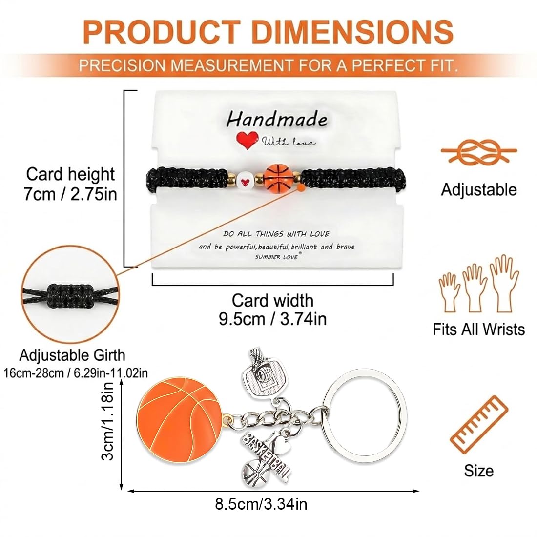 Bracciale Regolabile per Ragazzi Appassionati di Basket, 1 Pezzo, dell'Amicizia, Bambino e Ragazzo, Regalo per Giovani, Accessori Sportivi per Bambini