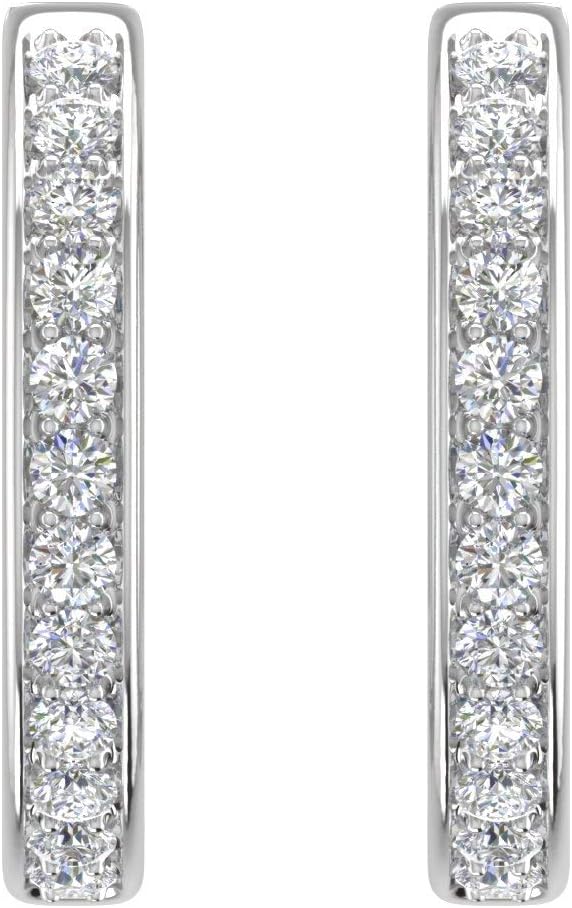 Women's Natural Diamond Hoop Earrings in 10K Gold or 950 Platinum (0.28 cttw) (I1-I2 Clarity)