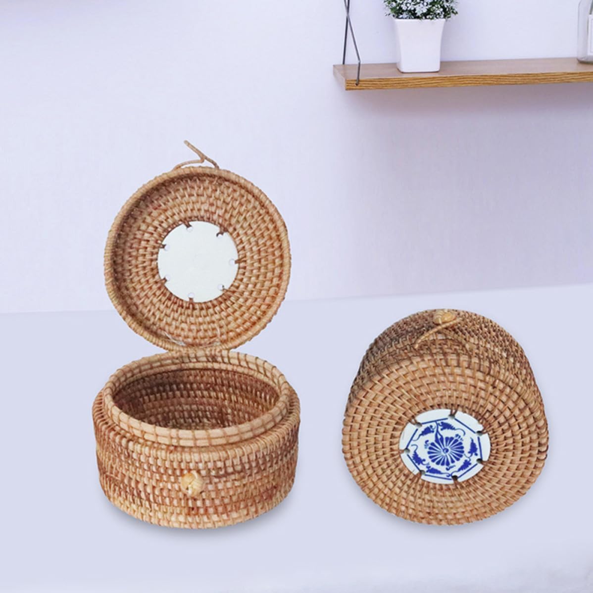Rattan Woven Tea Jar with Lid Moisture-proof Tea Leaf Storage Container for Home Kitchen Tabletop Use in Restaurants and Parties