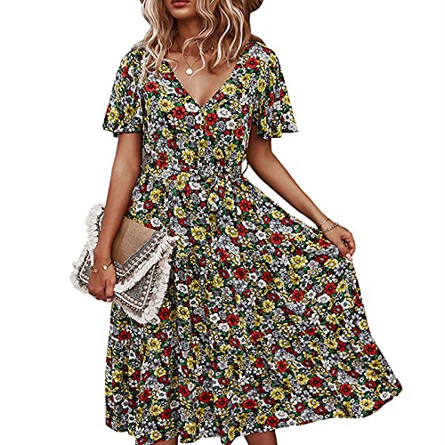 ASQWZX Jupe Longue Jaune Clair pour Femmes Printemps Et Été Sexy Robe V Sens Taille Robe Slim (Noir+XL) Cover