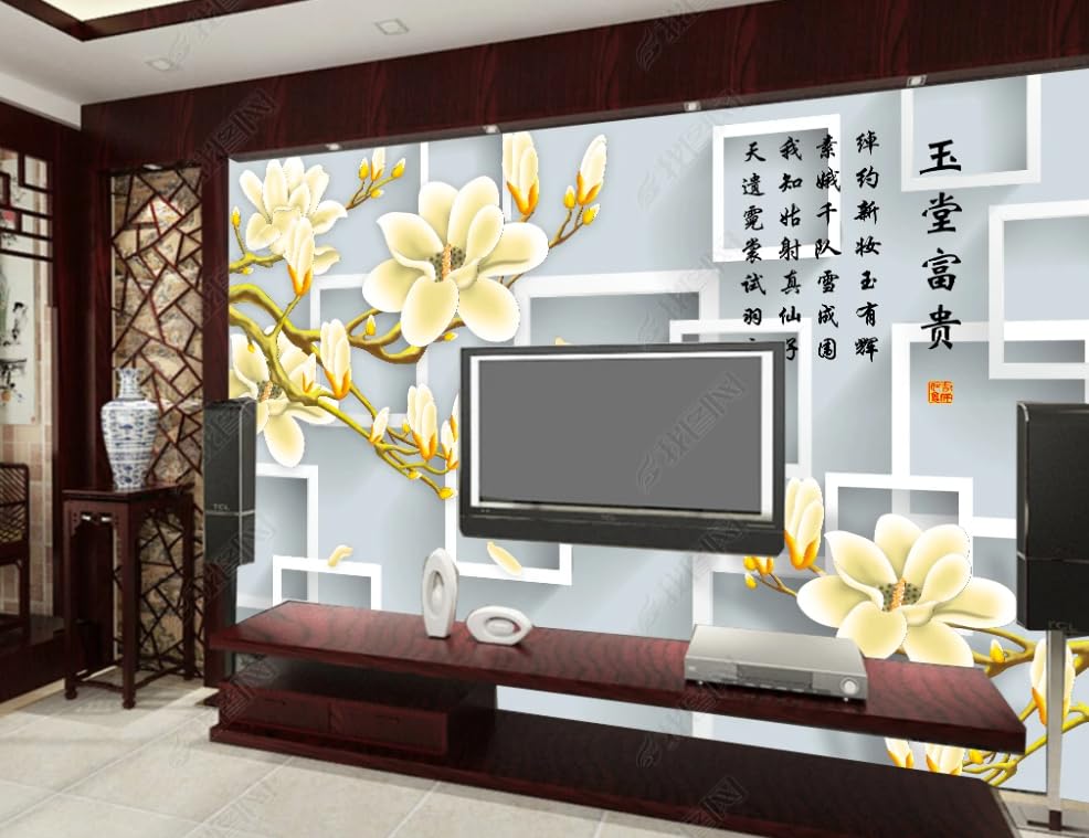 Papier peint intissé fleurs de magnolia géant mural pour salon et chambre 300x210 cm