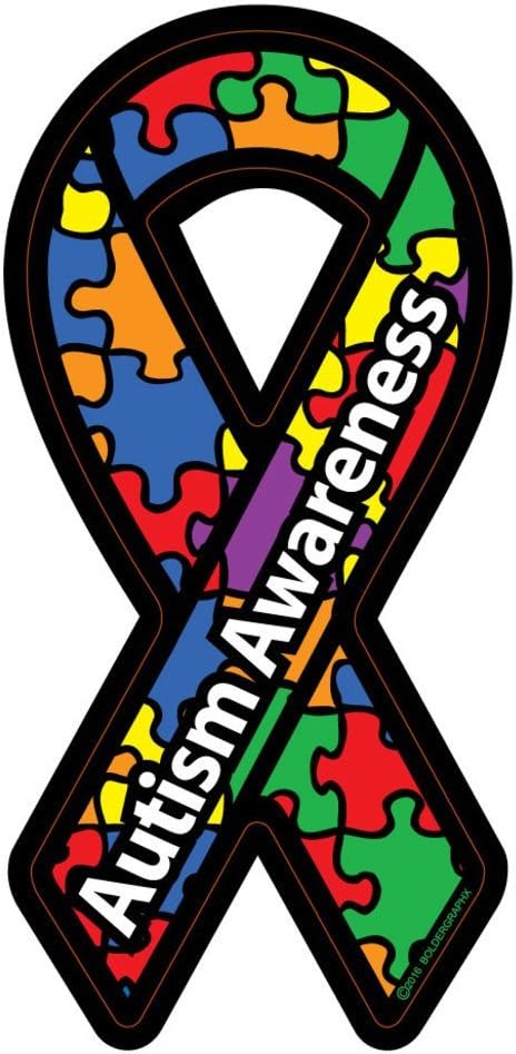 NI283 Autism Awareness Ribbon Car Decal Sticker | Premium Quality Vinyl Decal | 7-Inches X 3-Inches
