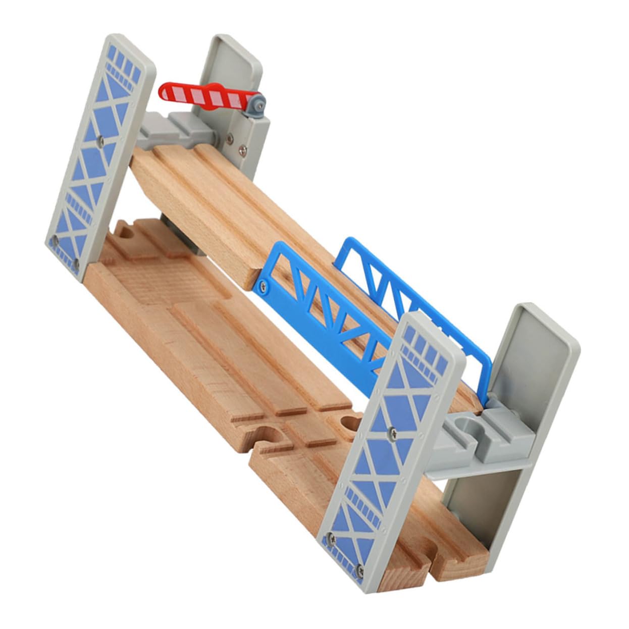 SEWACC Holzeisenbahn Brücke und Kunststoff Gleise Eisenbahnbrücke Kompatibel mit Anderen Bahnschienen für Kinder