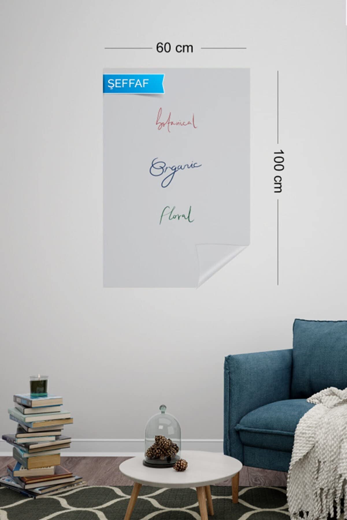 Fark Tanıtım Şeffaf, 2 Adet Yapışkansız Tutunan, Statik, Inovatif, Pratik Yazı Tahtası, Elektrostatik Kağıt (centimeters, 100 x 120)