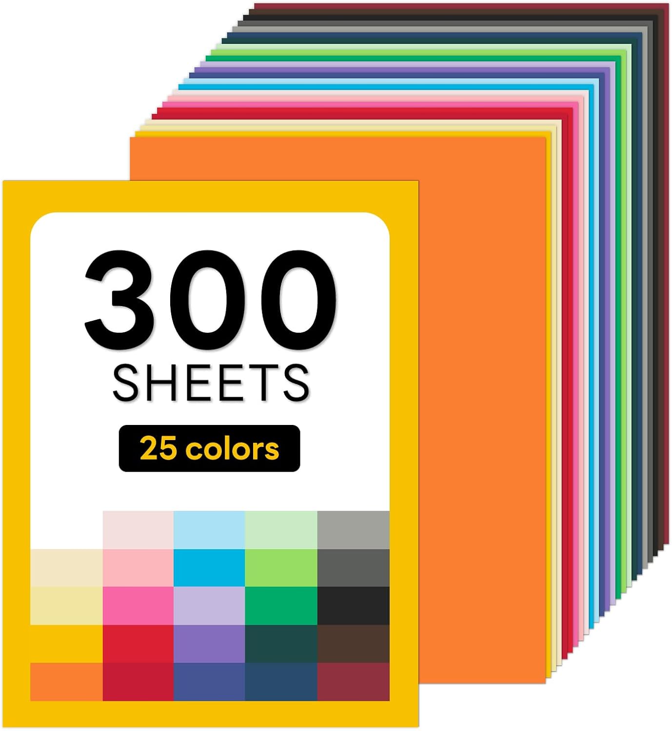 300 Sheets Colored Cardstock Thick Colored paper, Goefun 25 Colors 80lb Construction Paper Assorted Color for Crafts & Printing