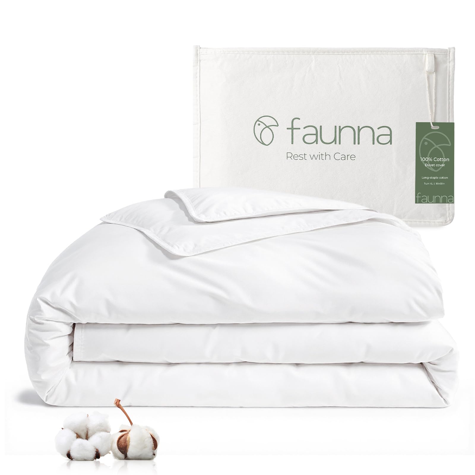 FAUNNA Housse de Couette Anti-acariens et Anti-allergènes, 100% Coton | Avec fermeture éclair pour protéger contre les acariens et les punaises de lit ; en blanc, pour couettes de 200 × 200 cm.