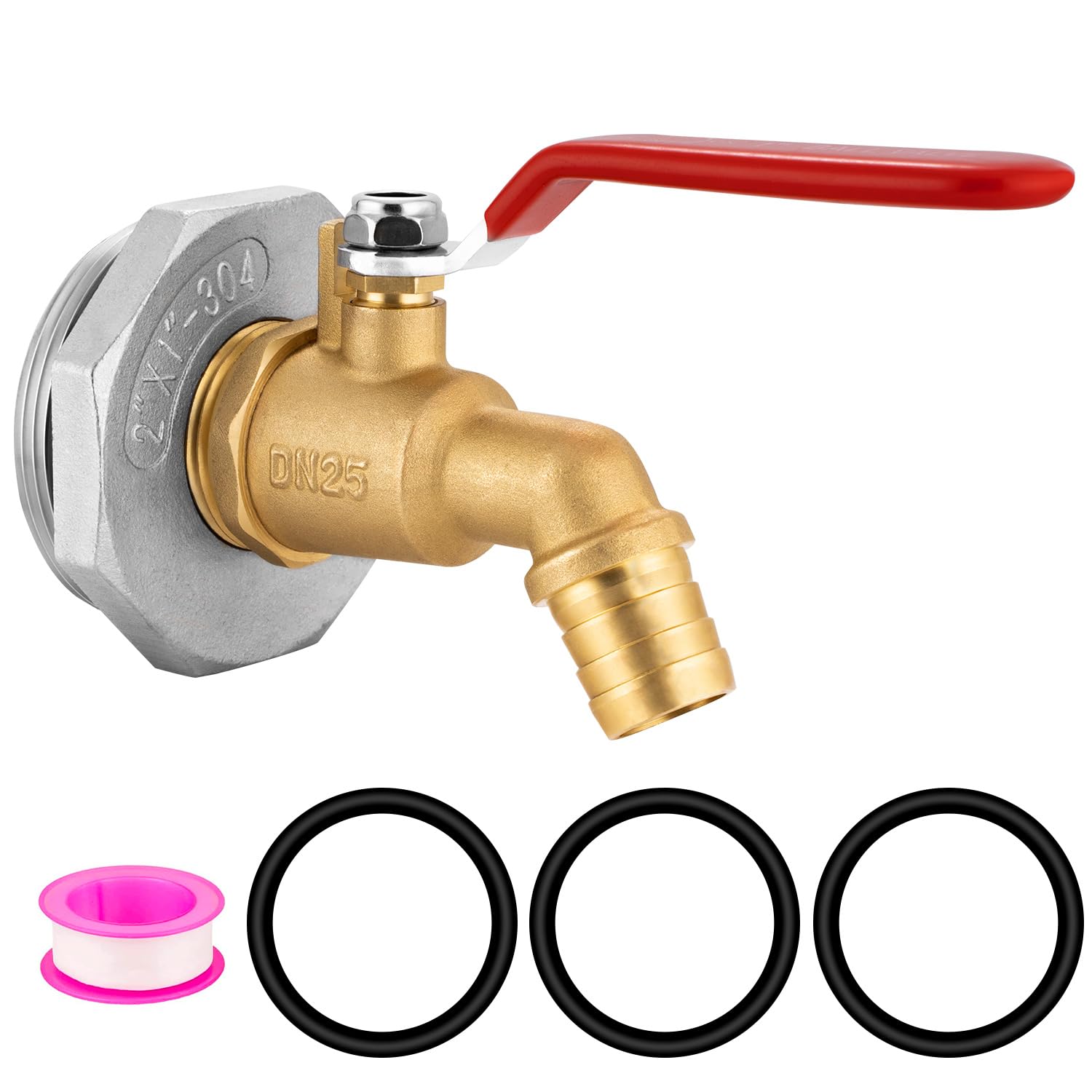 55 Gallon Drum Spigot,2" Brass Barrel Faucet with EPDM Gasket for 55 Gallon Drum