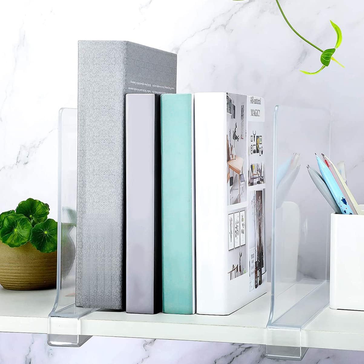 4pcs Shelf Divider Set Adjustable Wardrobe Clothes Separator Closet Organizer for Bags and Books Sturdy Plastic Storage Dividers for Home Organization