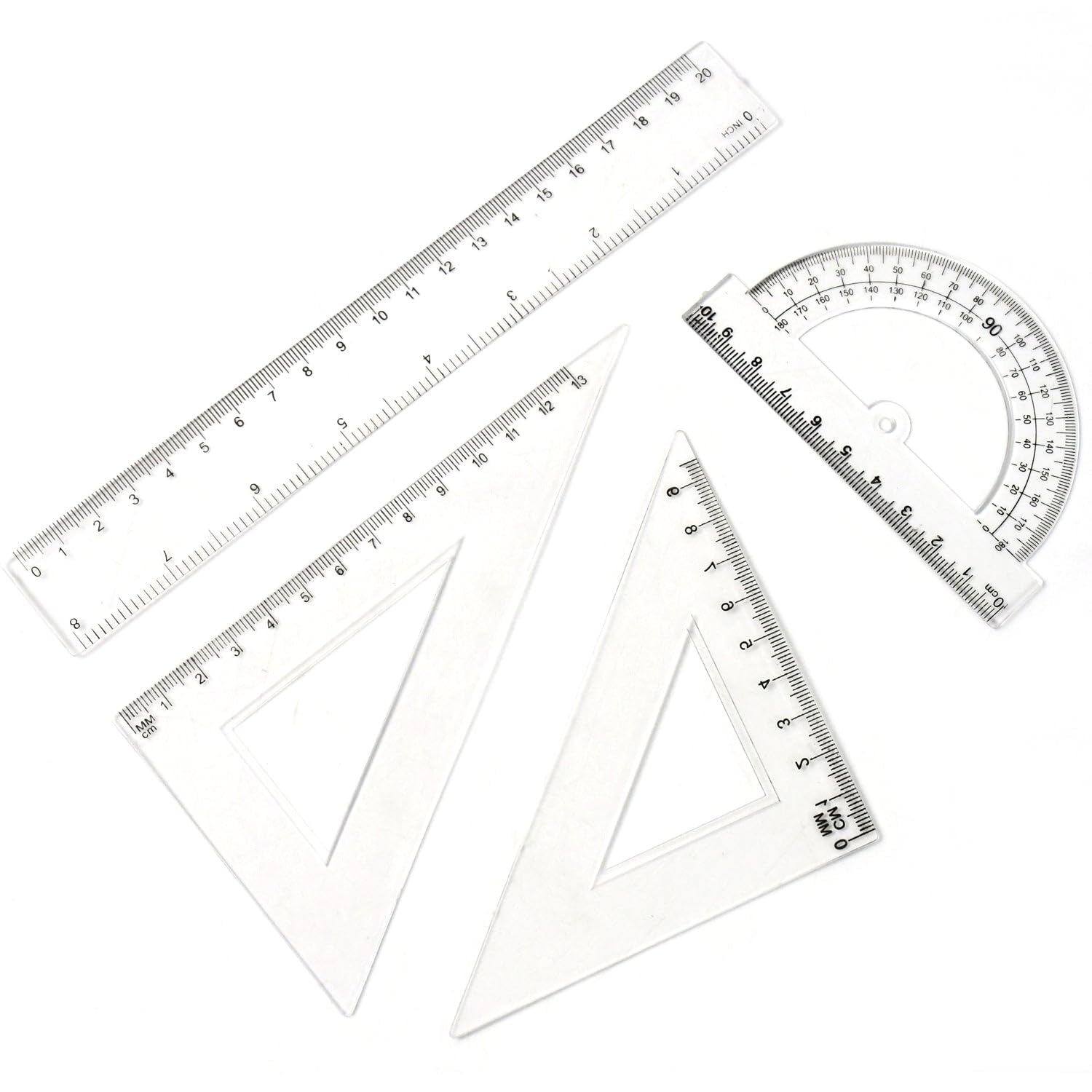 Plastic Geometry Set, Triangle Ruler Protractor Straight Ruler (4 Pcs Set)-image-18