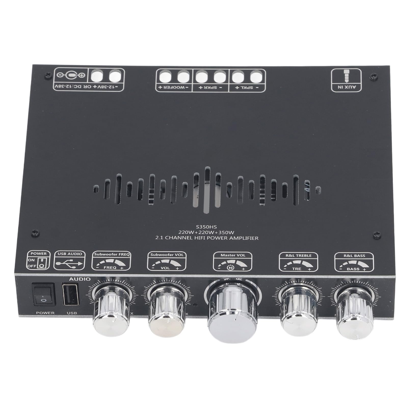 BT 5.1 Amplificatore Scheda stereo 2.1 Canale 350W 220W x 2 Modulo amplificatore audio Bluetooth ad alta potenza con controllo dei bassi di ingresso USB Aux per il audio audio