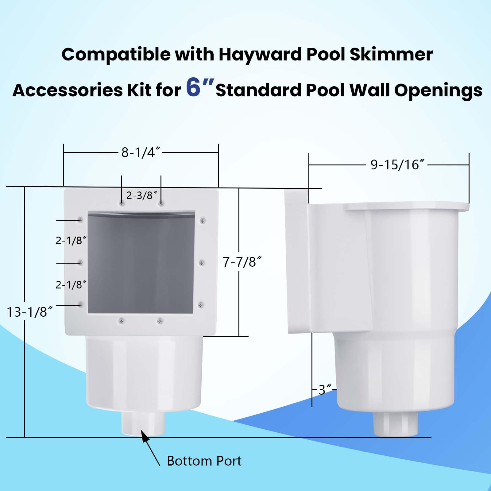 SP1091LX Skimmer per piscina fuori terra, skimmer per piscina, skimmer passante parete, skimmer per piscina fuori terra (con accessori), larghezza di apertura 15,2 cm, compatibile con tutte le