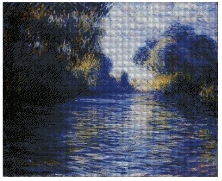 Kit de point de croix Seine River en coton de 250x200 points 14 CT