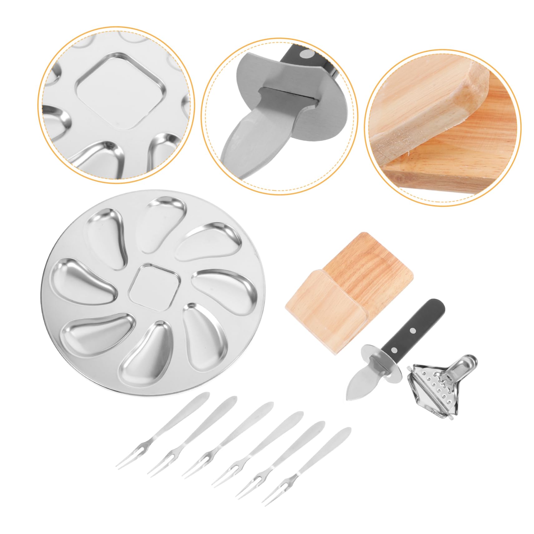 Cabilock 10piezas Herramientas para Abrir Ostras De Acero Inoxidable Incluye Pinza para Ostras Bandeja para Servir y Herramientas para Mariscos para Eventos Casa o Cena De Mariscos