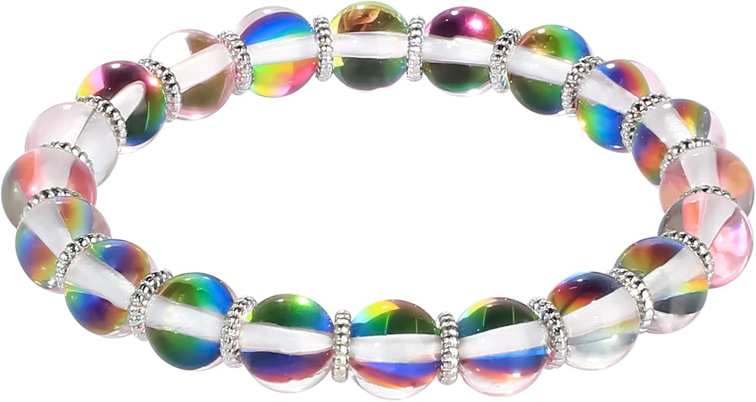 C·QUAN CHI Healing Moonstone Bracelets Cuff Bracelets Stretch Bracelets Good Luck Charm Bracelets for Women 03C