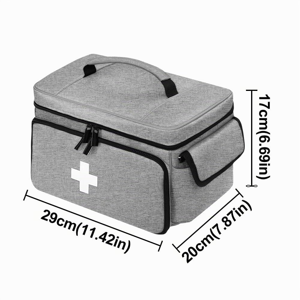 Boczif Kit di pronto soccorso, Borsa di trasporto di stoccaggio di primo soccorso, Organizer kit medici di emergenza, per la casa, ufficio, viaggi, all'aperto (grigio)(solo borsa)