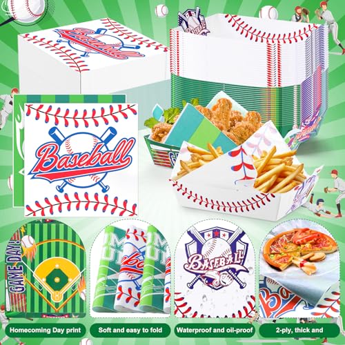 Bandejas de comida para fiesta de béisbol para servir snacks sin manchas de grasa en cumpleaños 3