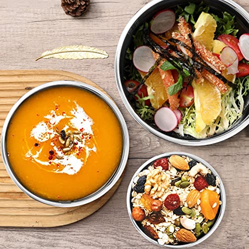 Foto von Joyfair Rührschüssel 3er Set, Edelstahl Schüssel mit Luftdichtem Deckel & Rutschfestem Boden, Salatschüssel Set für Küche/Backen/Kochen/Zubereitung, Spülmaschinenfest - 4.6L / 2.8L / 1.2L (Schwarz)