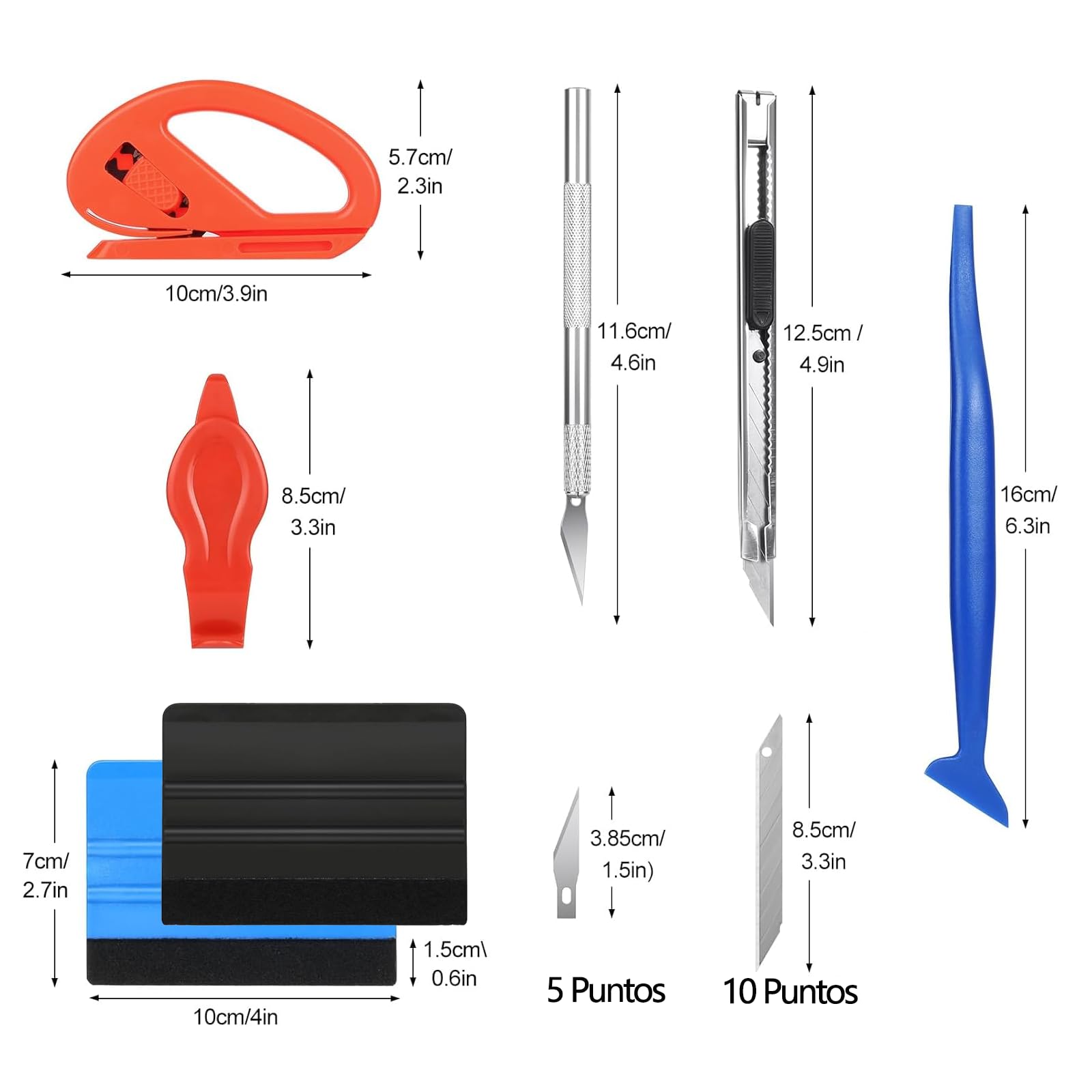 22 Piezas Espatula Vinilo Kit, Incluye Raspadores, Cuchillos de precisión, raspar el tablero, Herramienta de Corte de Bordes para Muebles y Coche, Ventanas