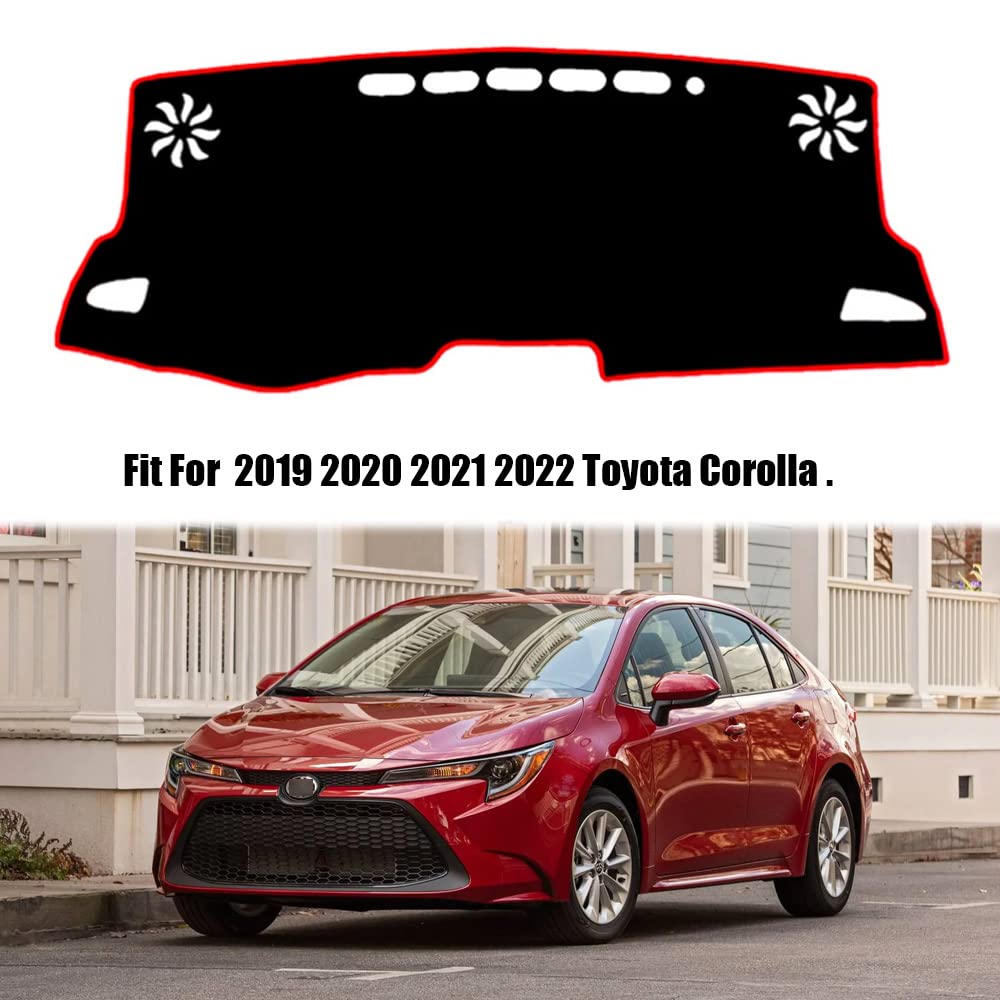 Rifoda Dash Board Cover Fit for 2019 2020 2021 2022 Toyota Corolla Dashboard Cover Mat Non-Slip Pad Carpet Sunshield Protector Sunshade Cover pad(Red Edge)