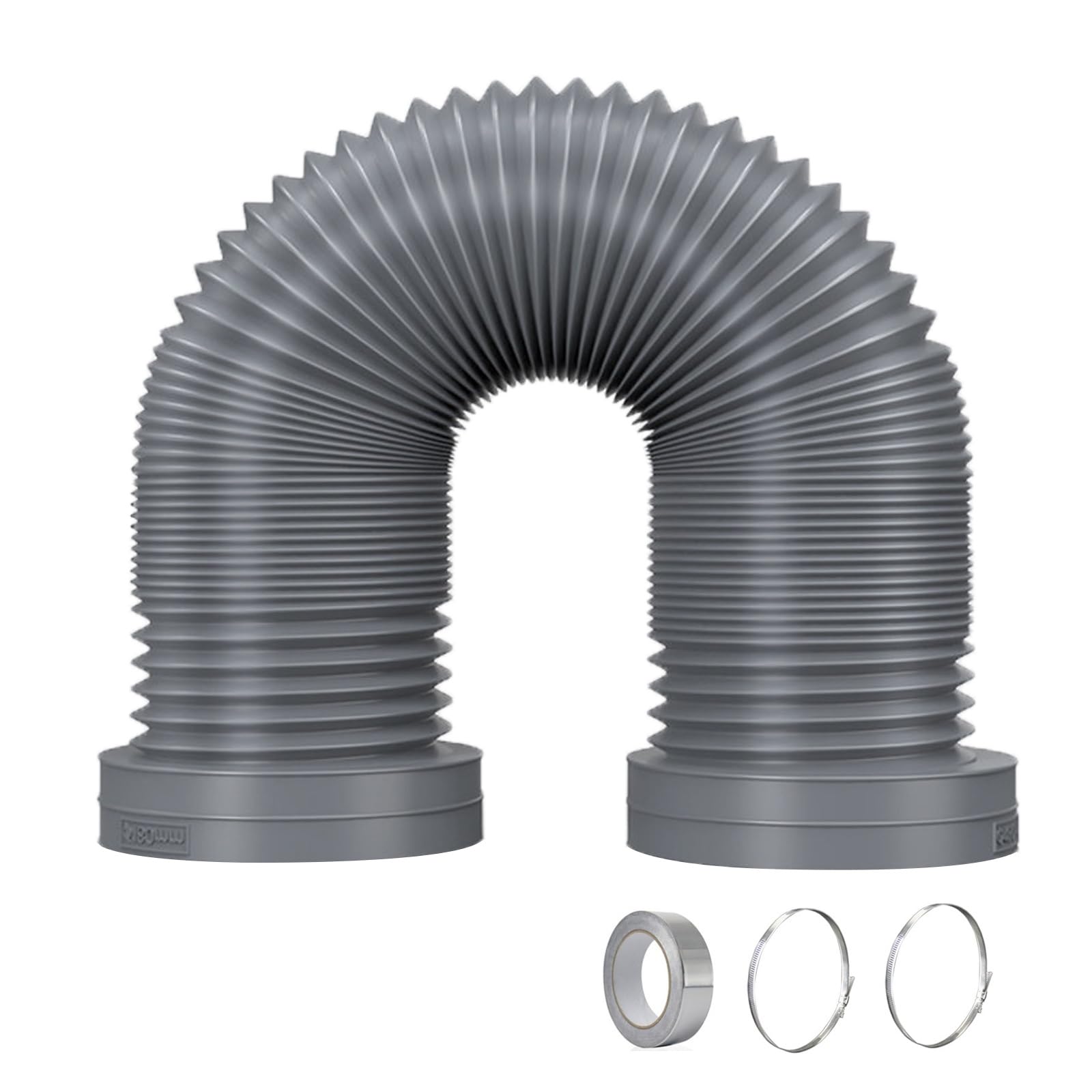 Manguera Escape Flexible Secadora, Conducto Retráctil PP con Alambre Acero Inoxidable, Tubo de Extracción de Humos Resistente al Calor Campana Extractora(150mmx3m(6inx9.8ft))