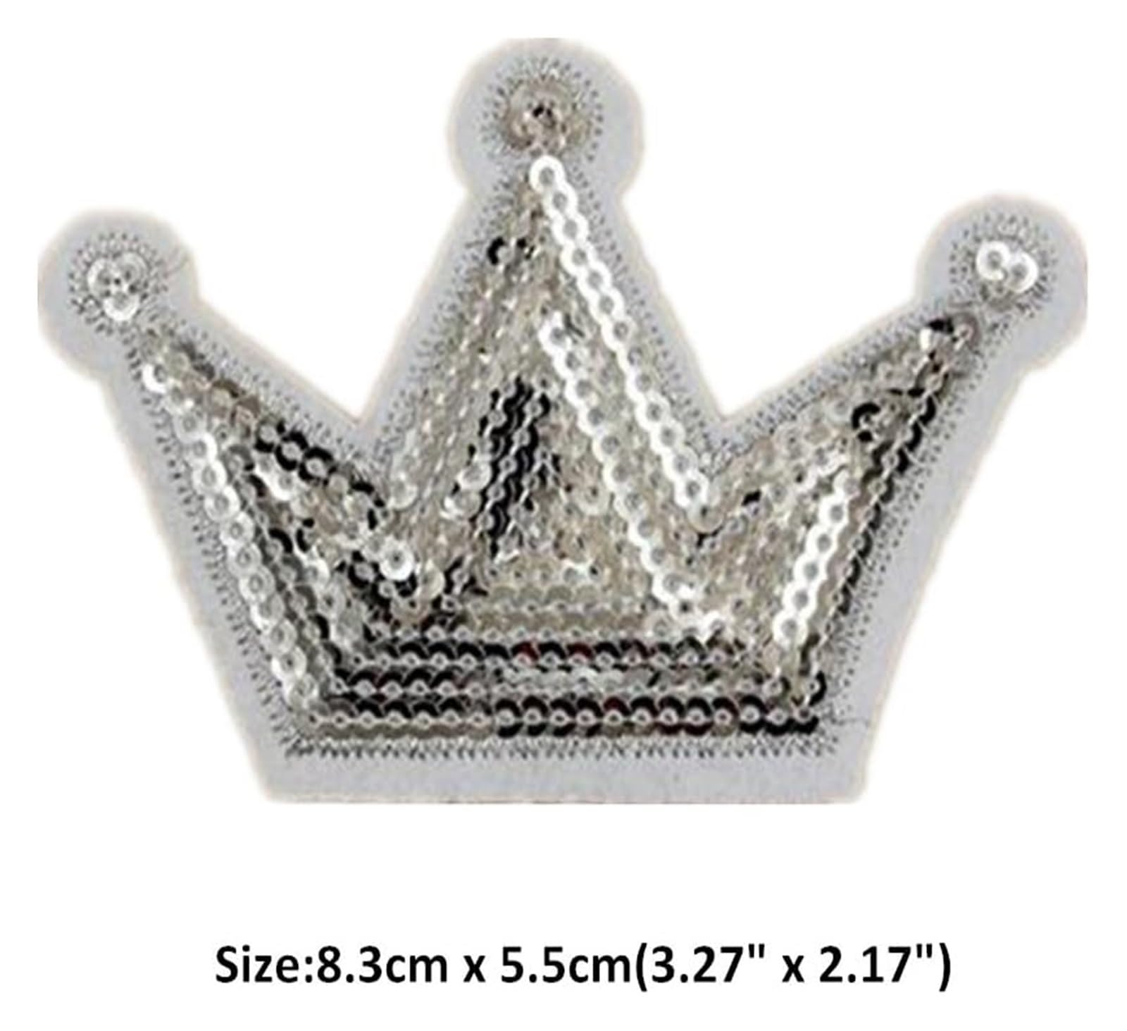 Applikationen für Kleidung, 10 Stück Kronen-Aufnäher for Aufbügeln, Pailletten, dekorativ(Silver)