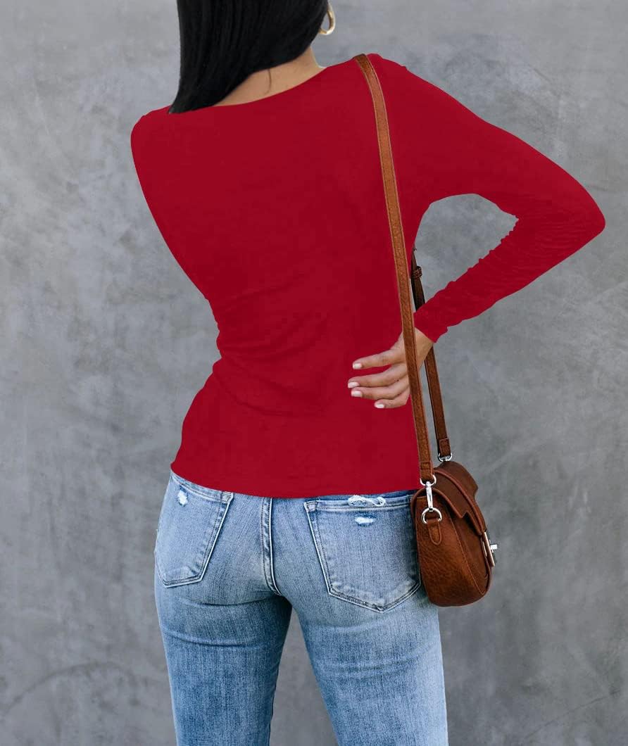 REVETRO Women's Long Sleeve Shirts Fall Crewneck Tshirt Slim Fit Basic Tee Shirt Y2k Going Out Tops… - Image 3