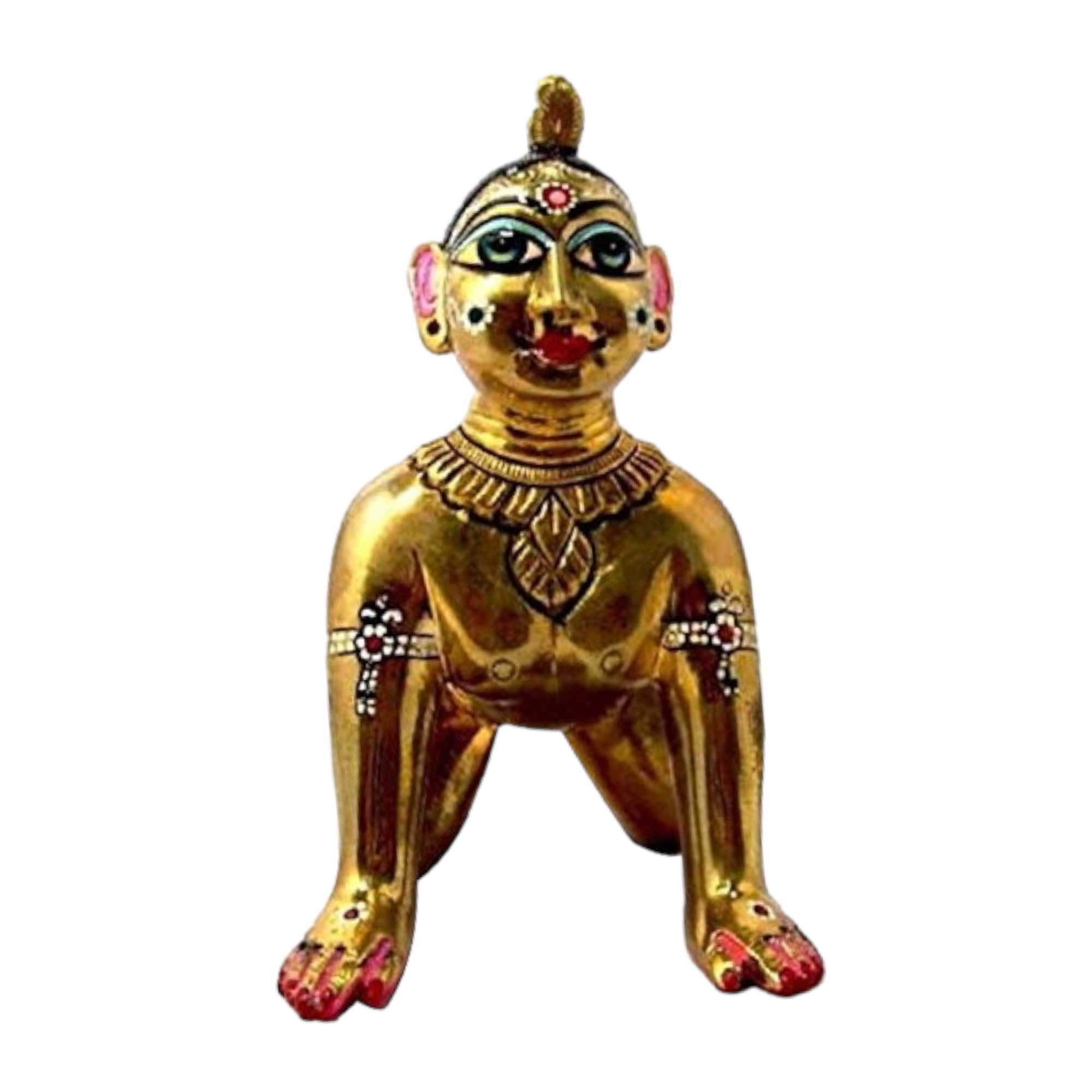 Radhika Poojan Bhandar Ashtadhatu-Brass Laddu Radha Idol (Bal Radha Rani Ji) (1.5 Inch Height)