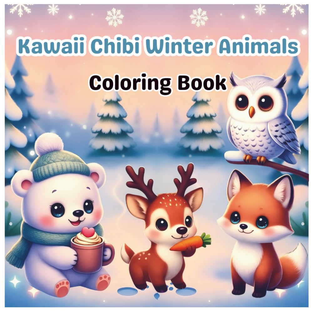 Kawaii Chibi Winter Animals Coloring book: 35 Adorable Coloring Pages Featuring Cute Winter Animals for Kids and Teens