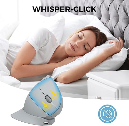 Vista 14 de iClever Ratón ergonómico, mouse vertical inalámbrico de 2.4 G con 4 DPI ajustables, clic silencioso, 7 botones, 3 inclinaciones ajustables, jiggler