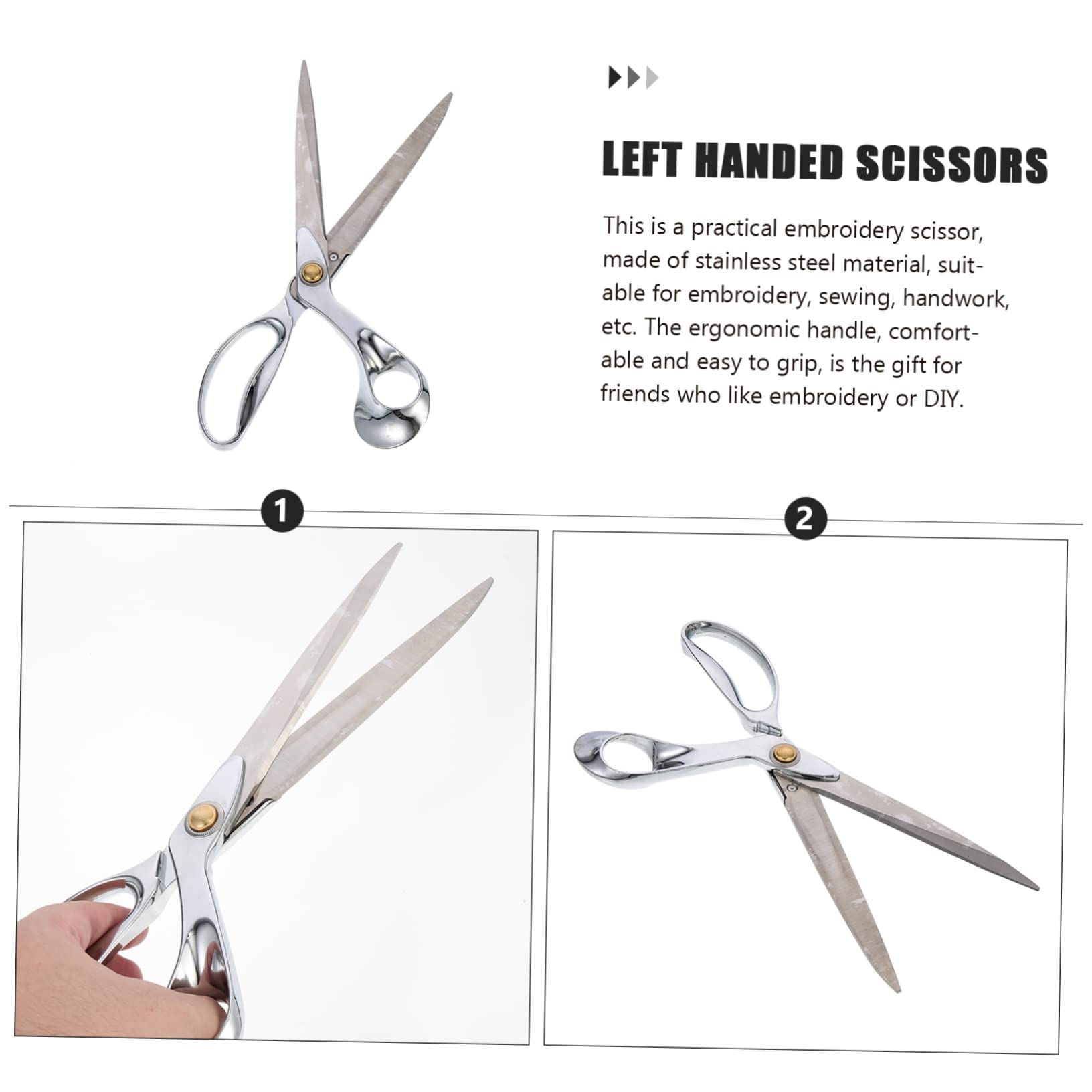 Tijeras para Cortar Tela de Acero Inoxidable Plata para Costura | Uso en Confección y Acolchado, Corte Preciso y Cómodo, Aptas para Tela y Alfombra