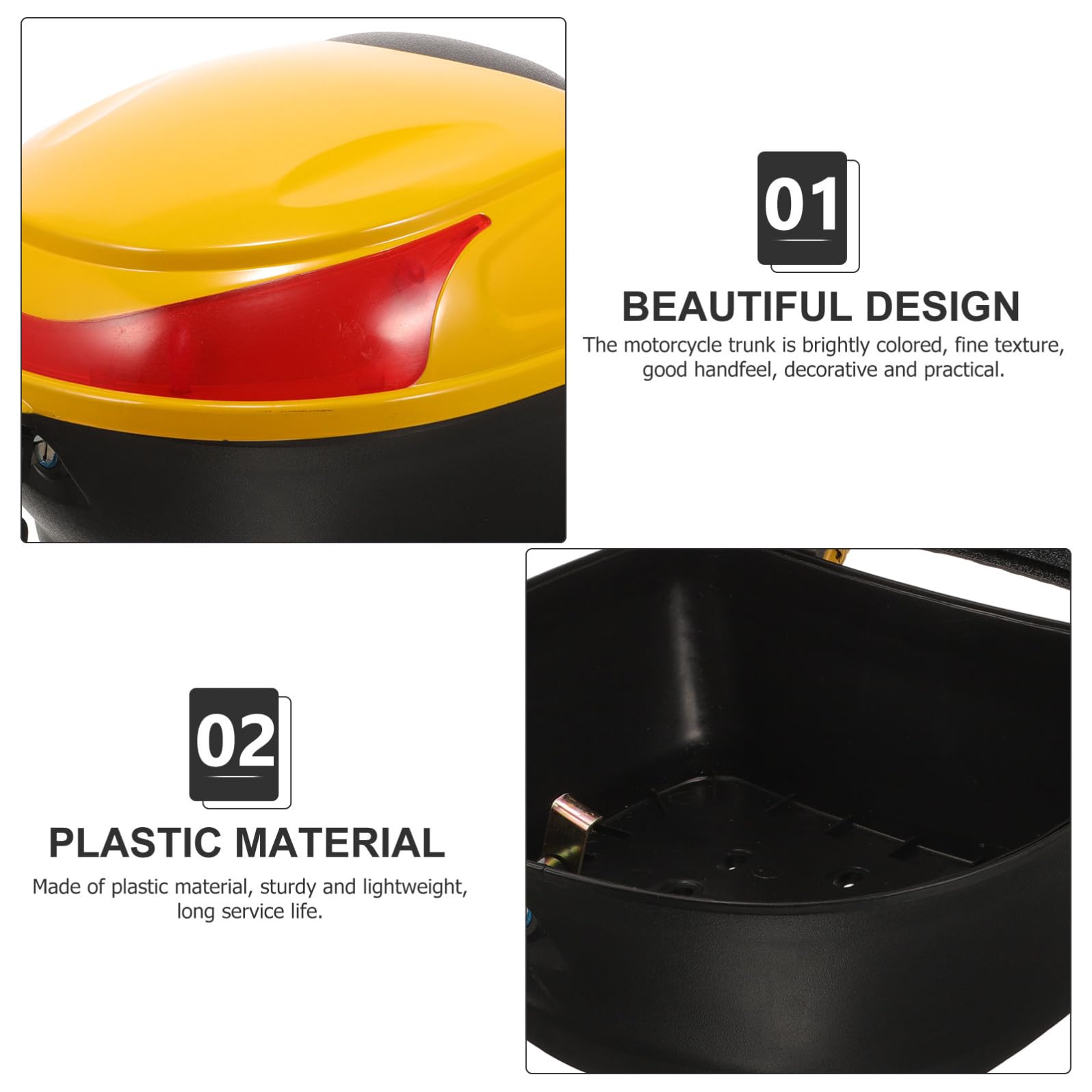 INOOMP Baule Posteriore Capacità Sufficiente in Plastica Piccolo per Lavorazione Fine, Resistente alla Deformazione per Conservare Casco e Attrezzi