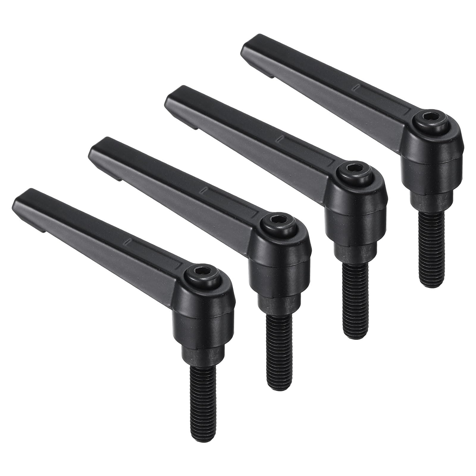 uxcell 4pcs Clamping Lever Handles, M8 x 25mm Black Oxide Carbon Steel Threaded Male Stud, Adjustable Handles Locking Quick Release Ratchet Push Button Bolt Knobs, Black