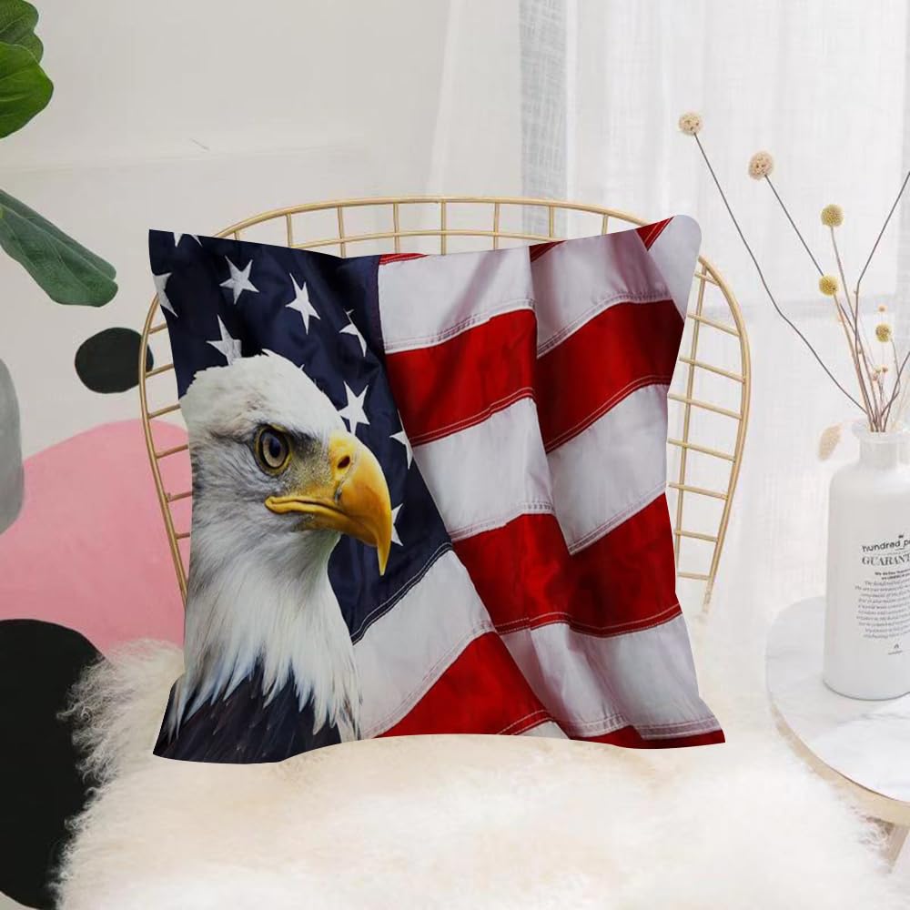4er-Set Kissenbezüge Mit Amerikanischer Flagge & Adler Design – Dekorativ Für Sofa, Bett Oder Auto
