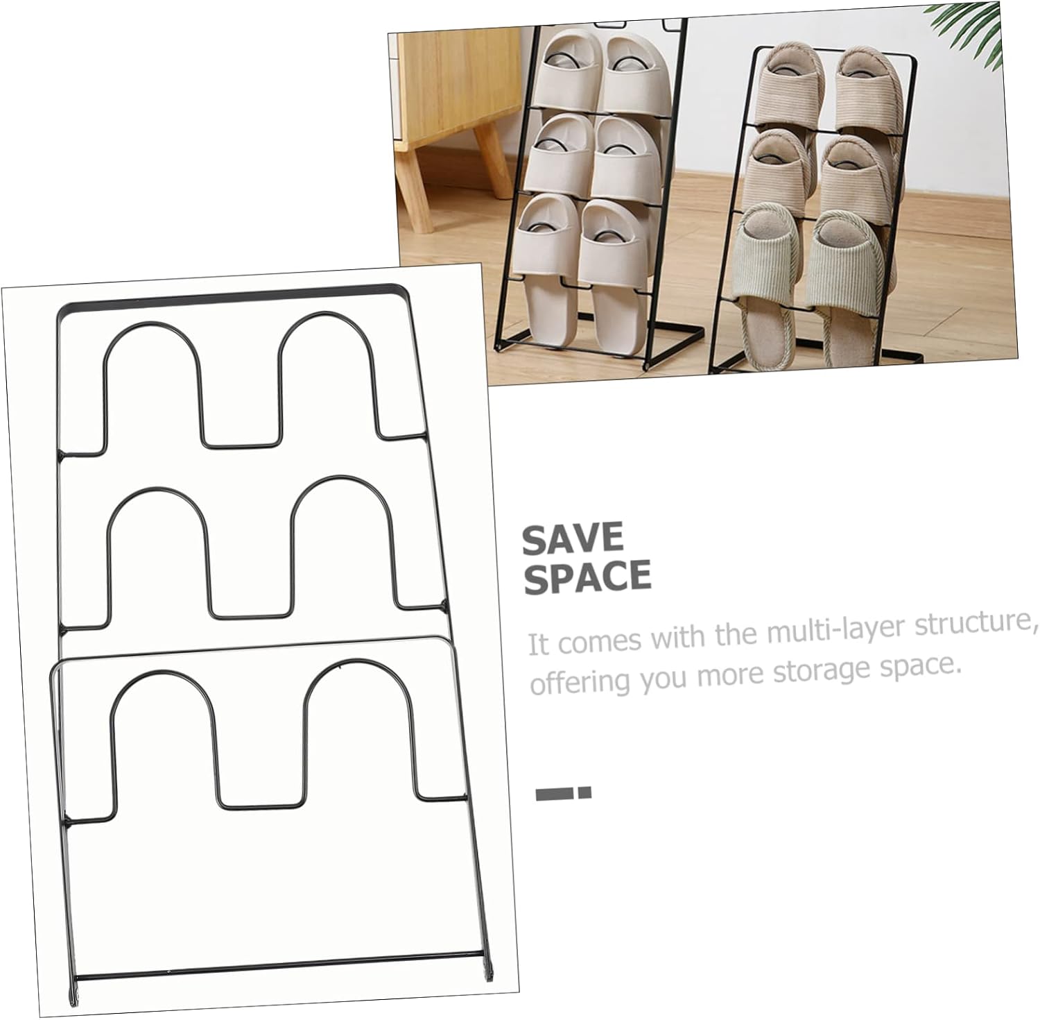 Multi-Layer Slipper Storage Rack Iron Simple Design Slippers Holder for Indoor Use Space-Saving Organizer for Home and Bathroom