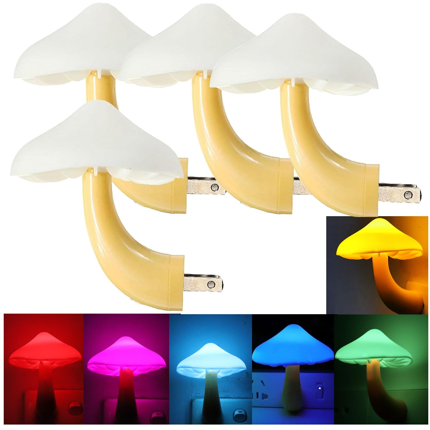 AUSAYE Lot de 4 veilleuses LED à changement de couleur pour enfants, adultes, chambre à coucher, salle de bain, couloir, escaliers, cuisine