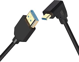PNGKNYOCN Short 8K Micro HDMI to HDMI Cable,270 Degree Upward Angle 1FT/0.3M Ultra High Speed 48Gbps Micro HDMI Male to HDMI Male Cable Support 8K@60HZ, 4K@120HZ(UP)